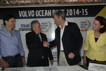 Itajaí Stopover Announcement at Castelo Montemar, Itajaí. (From left to right) Paulo Roberto Bornhausen, Secretary of State for Sustainable Economic Development; Jandir Bellini, Mayor of Itajaí; Tom Touber, Volvo Ocean Race COO; Dalva Rhenius, Vice-Mayor of Itajaí.